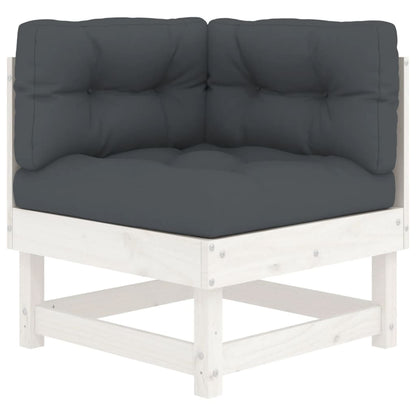 vidaXL 4-tlg. Garten-Lounge-Set mit Kissen Weiß Massivholz