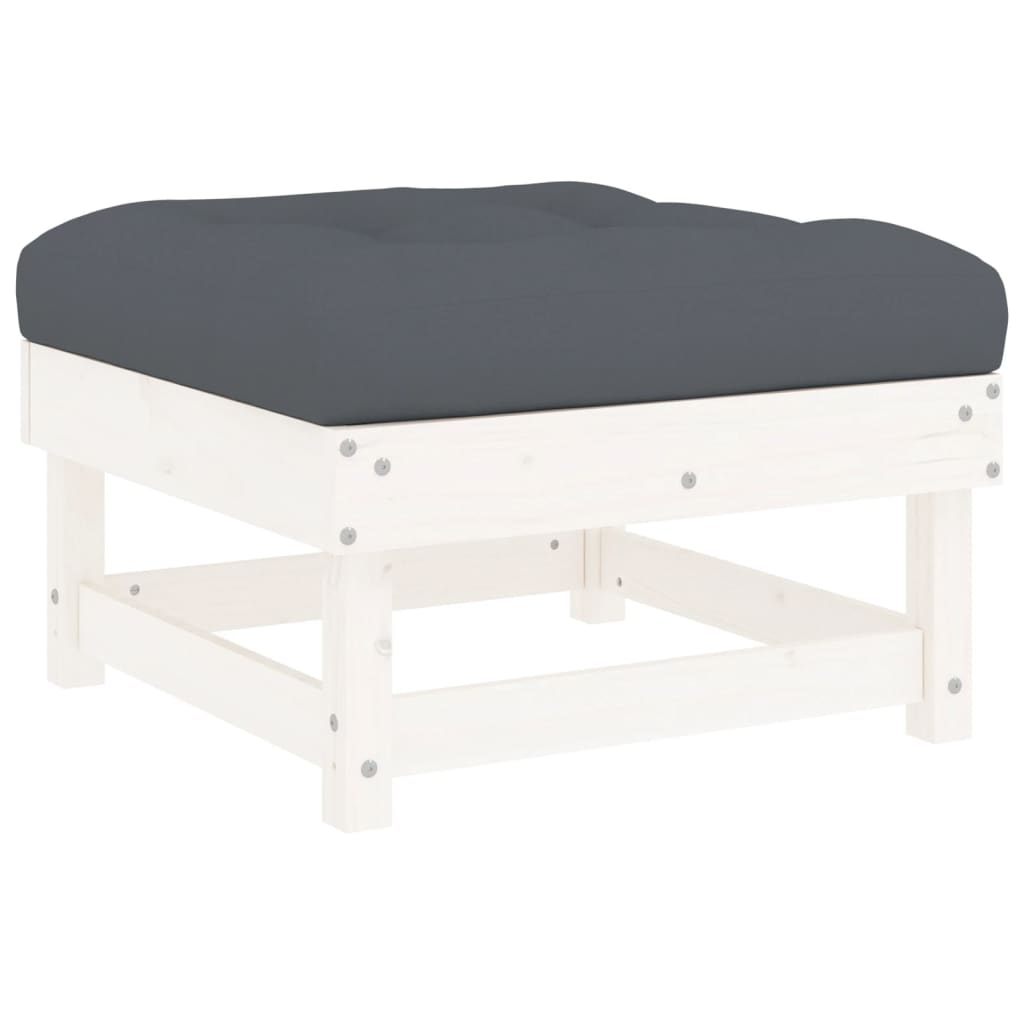 vidaXL 4-tlg. Garten-Lounge-Set mit Kissen Weiß Massivholz