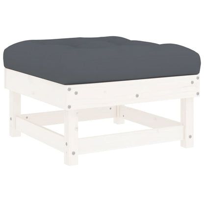 vidaXL 4-tlg. Garten-Lounge-Set mit Kissen Weiß Massivholz