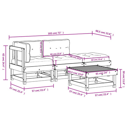 vidaXL 4-tlg. Garten-Lounge-Set mit Kissen Weiß Massivholz