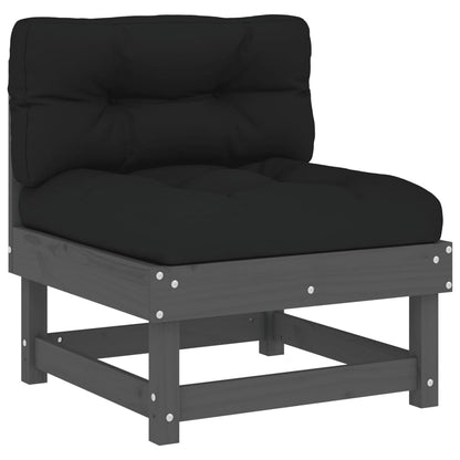vidaXL 4-tlg. Garten-Lounge-Set mit Kissen Grau Massivholz