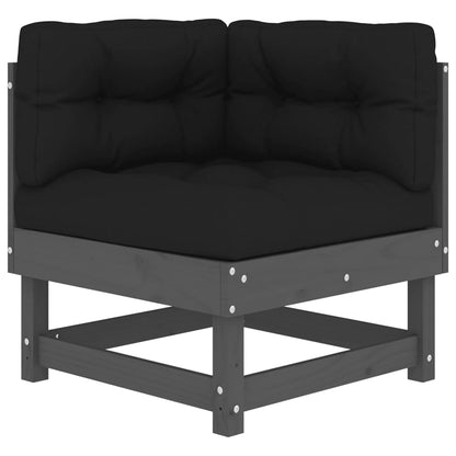 vidaXL 4-tlg. Garten-Lounge-Set mit Kissen Grau Massivholz