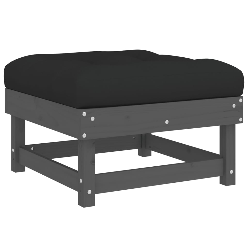 vidaXL 4-tlg. Garten-Lounge-Set mit Kissen Grau Massivholz