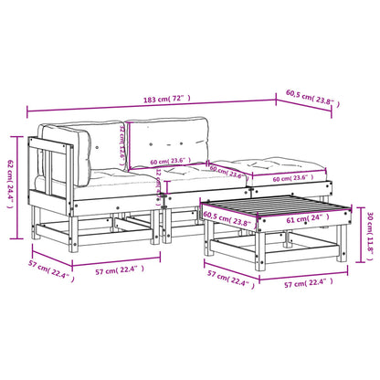 vidaXL 4-tlg. Garten-Lounge-Set mit Kissen Massivholz Douglasie