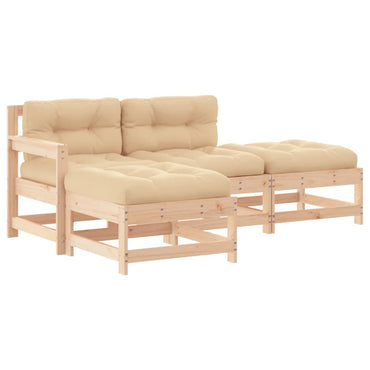 vidaXL Salon de jardin 4 pcs avec coussins Bois massif