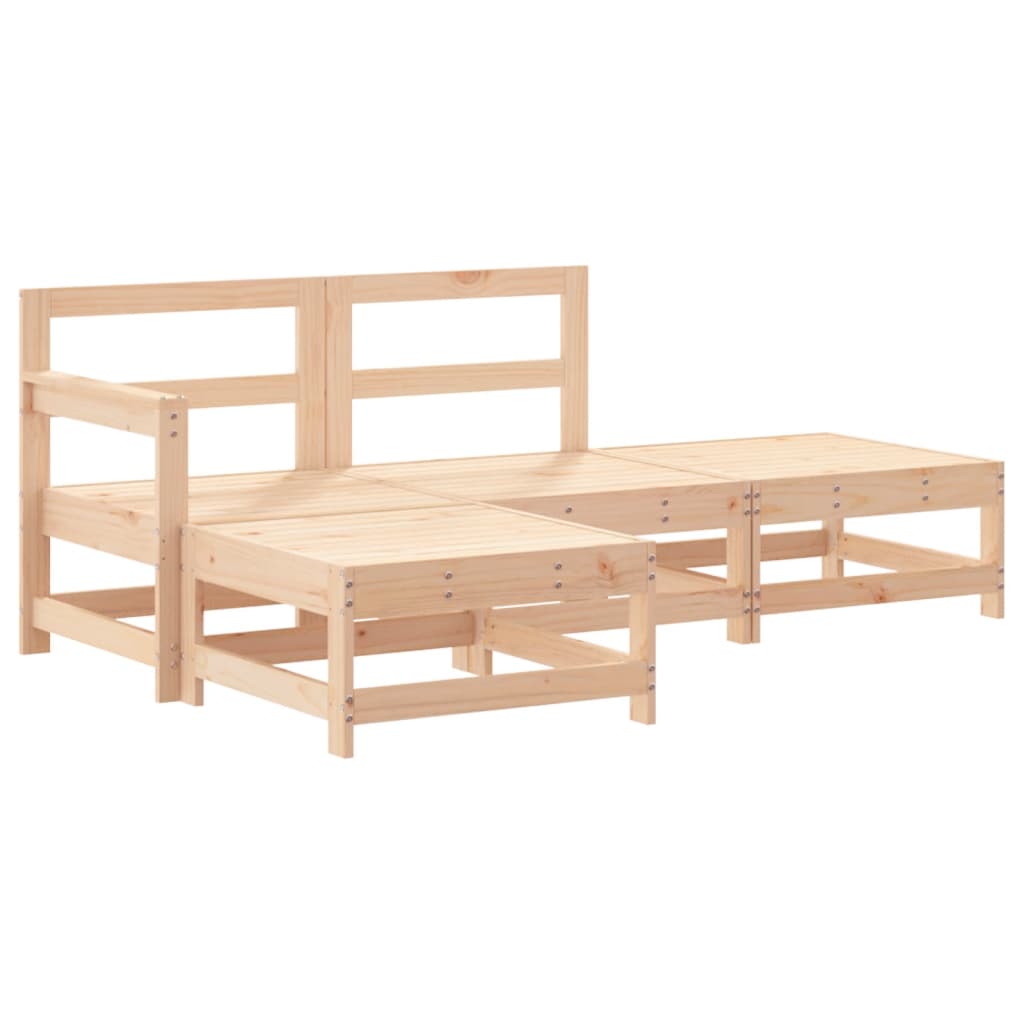 vidaXL Salon de jardin 4 pcs avec coussins Bois massif