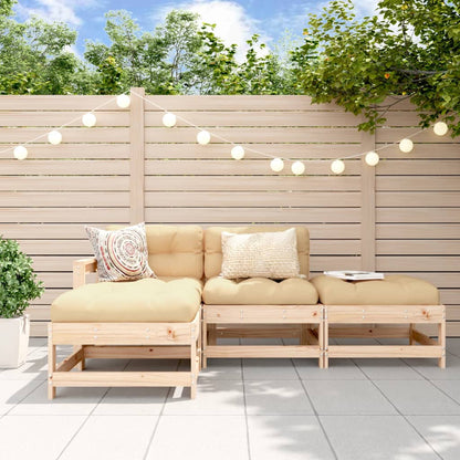vidaXL Salon de jardin 4 pcs avec coussins Bois massif