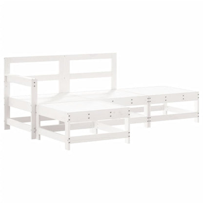 vidaXL Salon de jardin 4 pièces avec coussins Bois massif Blanc