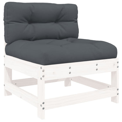 vidaXL Salon de jardin 4 pièces avec coussins Bois massif Blanc