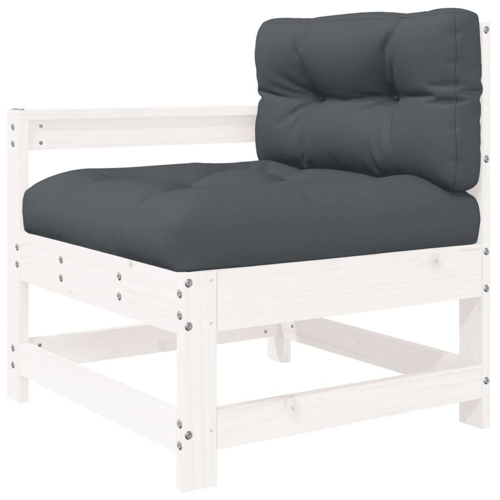 vidaXL Salon de jardin 4 pièces avec coussins Bois massif Blanc