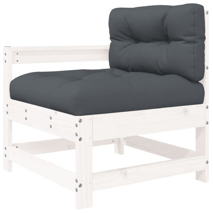 vidaXL Salon de jardin 4 pièces avec coussins Bois massif Blanc