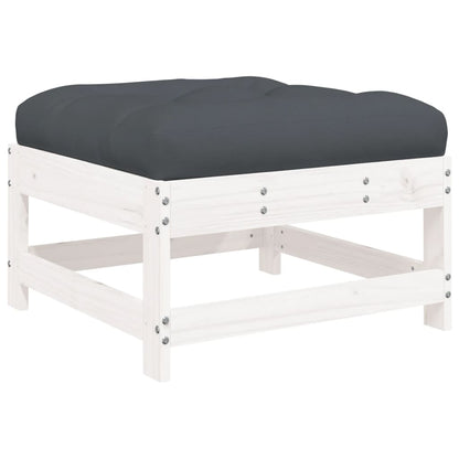 vidaXL Salon de jardin 4 pièces avec coussins Bois massif Blanc