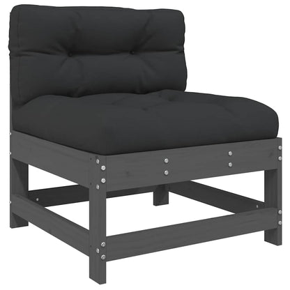 vidaXL 4-tlg. Garten-Lounge-Set mit Kissen Grau Massivholz