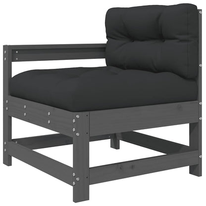 vidaXL 4-tlg. Garten-Lounge-Set mit Kissen Grau Massivholz