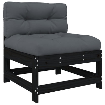vidaXL Salon de jardin 4 pcs avec coussins Noir Bois massif