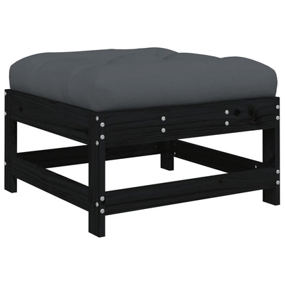vidaXL Salon de jardin 4 pcs avec coussins Noir Bois massif