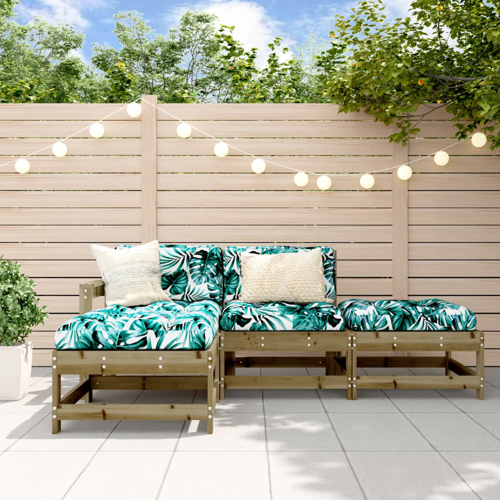 vidaXL Salon de jardin 4 pcs avec coussins, bois de pin imprégné