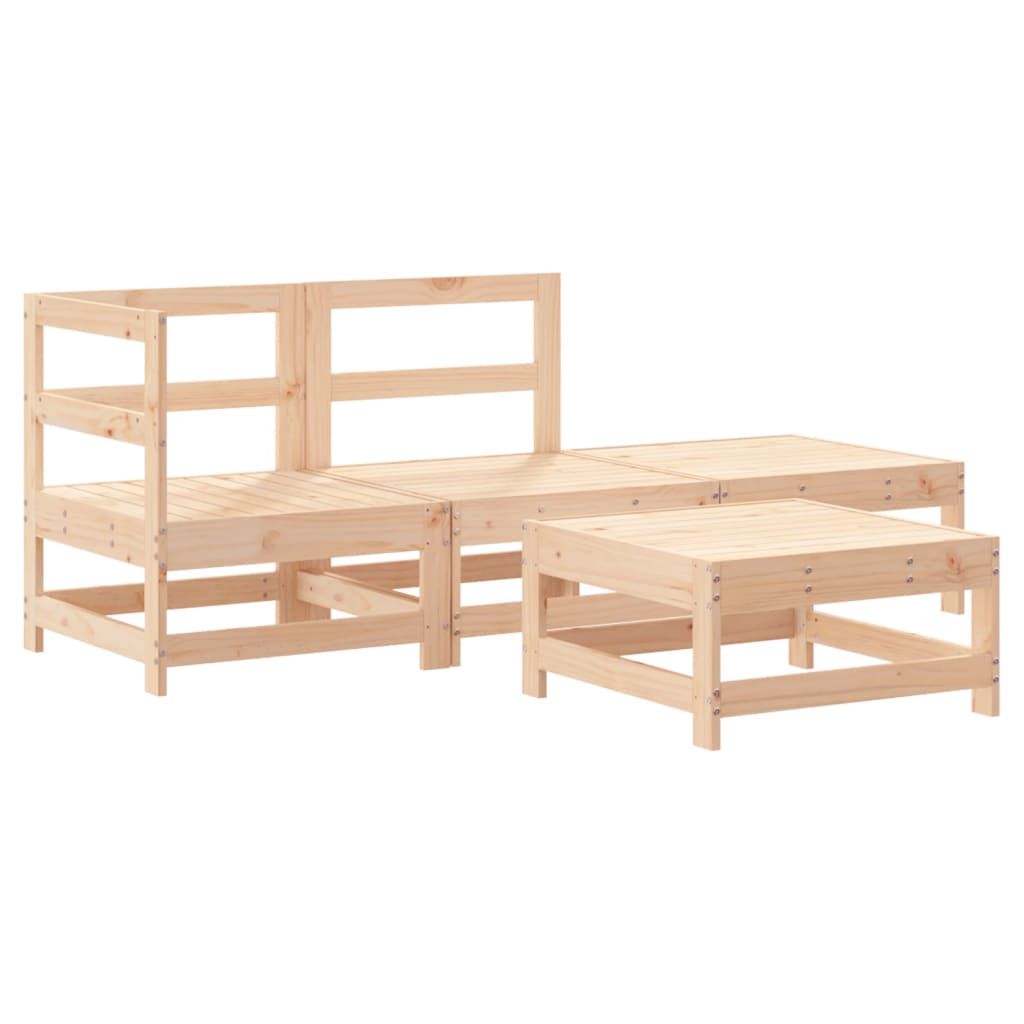 vidaXL 4-tlg. Garten-Lounge-Set mit Kissen Massivholz