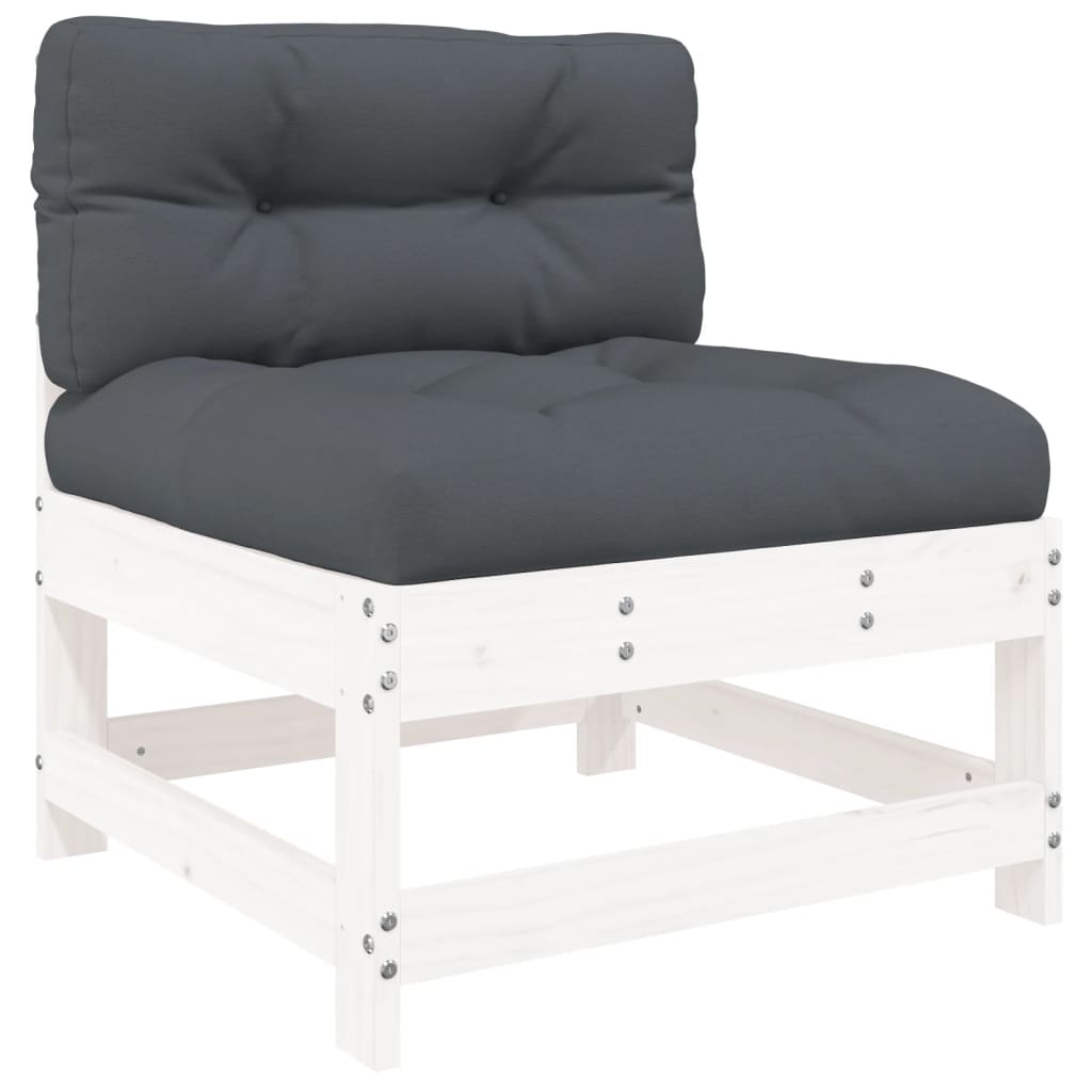 vidaXL Salon de jardin 4 pièces avec coussins Bois massif Blanc