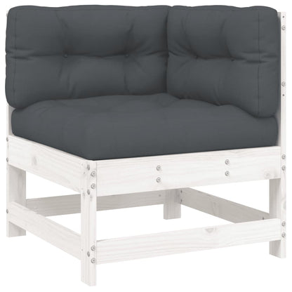 vidaXL Salon de jardin 4 pièces avec coussins Bois massif Blanc