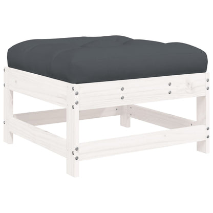 vidaXL Salon de jardin 4 pièces avec coussins Bois massif Blanc