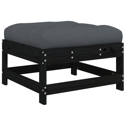 vidaXL Salon de jardin 4 pcs avec coussins Noir Bois massif
