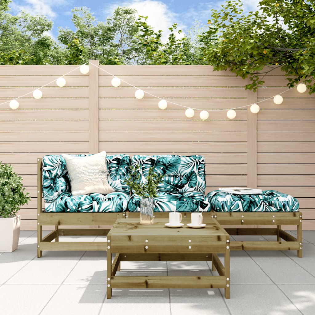 vidaXL 4-tlg. Garten-Lounge-Set mit Kissen Kiefernholz Imprägniert