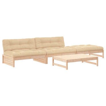 vidaXL Salon de jardin 4 pcs avec coussins Bois massif