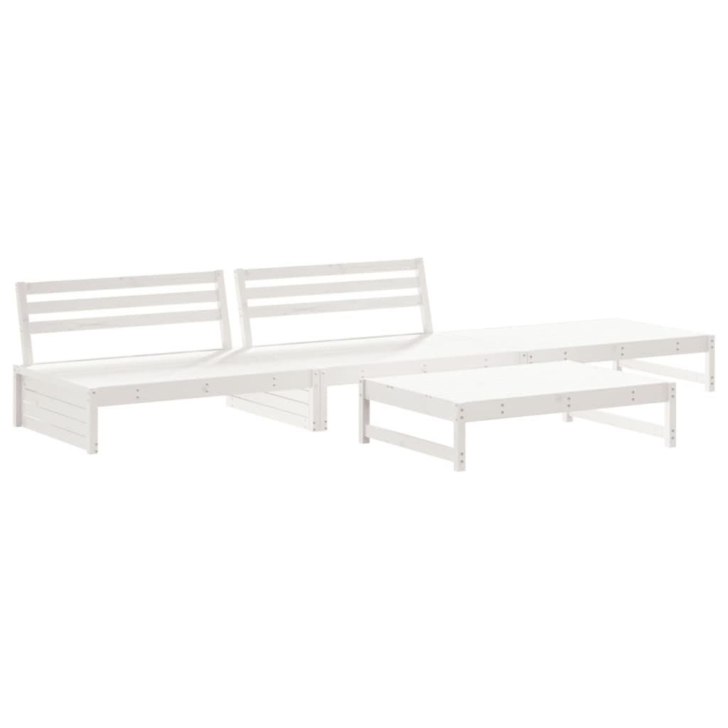 vidaXL Salon de jardin 4 pièces avec coussins Bois massif Blanc