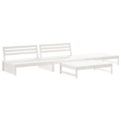 vidaXL Salon de jardin 4 pièces avec coussins Bois massif Blanc