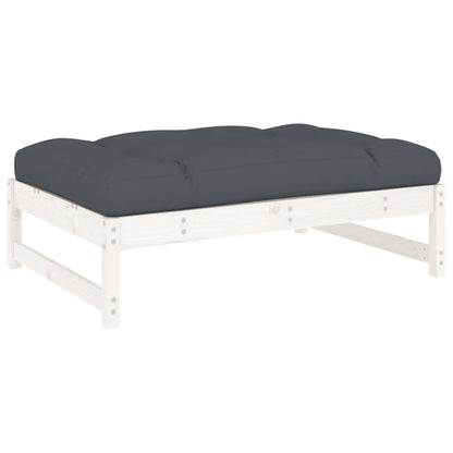 vidaXL Salon de jardin 4 pièces avec coussins Bois massif Blanc