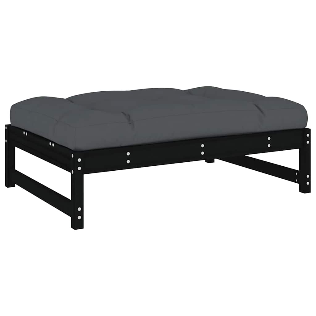 vidaXL 4-tlg. Garten-Lounge-Set mit Kissen Schwarz Massivholz