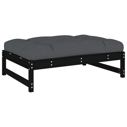vidaXL 4-tlg. Garten-Lounge-Set mit Kissen Schwarz Massivholz