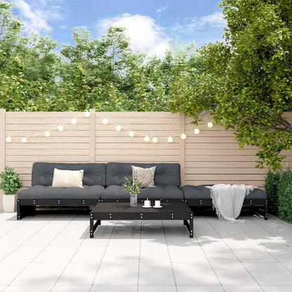 vidaXL 4-tlg. Garten-Lounge-Set mit Kissen Schwarz Massivholz