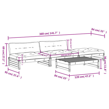 vidaXL 4-tlg. Garten-Lounge-Set mit Kissen Kiefernholz Imprägniert