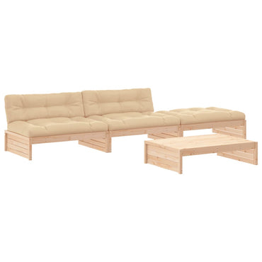 vidaXL Salon de jardin 4 pcs avec coussins Bois massif