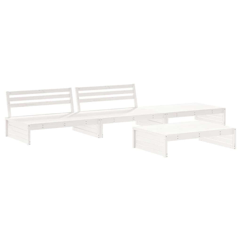 vidaXL Salon de jardin 4 pièces avec coussins Bois massif Blanc