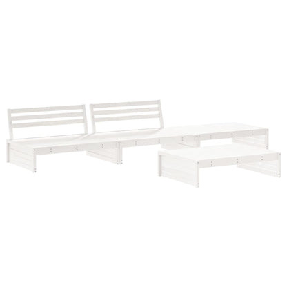 vidaXL Salon de jardin 4 pièces avec coussins Bois massif Blanc