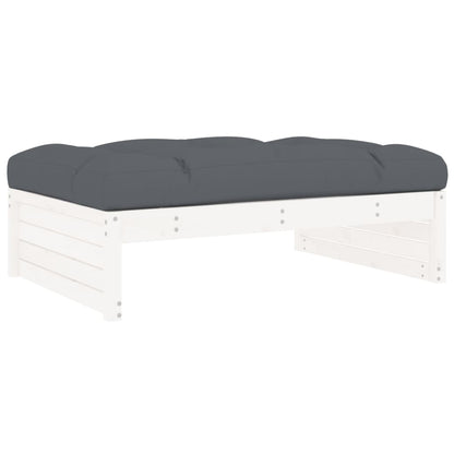 vidaXL Salon de jardin 4 pièces avec coussins Bois massif Blanc