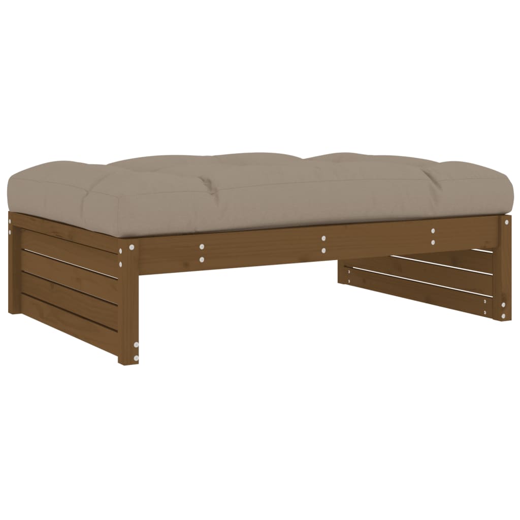 vidaXL Salon de jardin 4 pcs avec coussins marron miel Bois massif