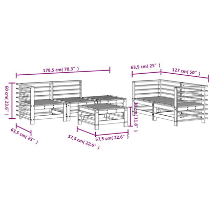 vidaXL 6-tlg. Garten-Lounge-Set Grau Massivholz Kiefer