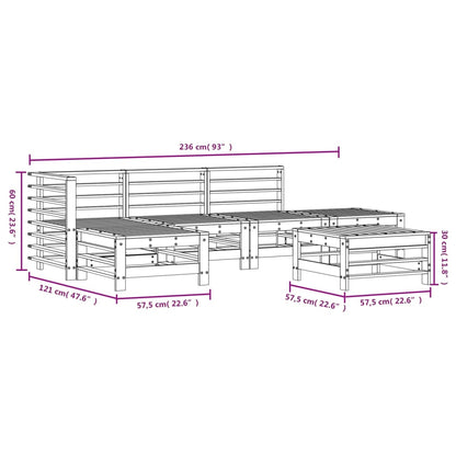 vidaXL 6-tlg. Garten-Lounge-Set Grau Massivholz Kiefer