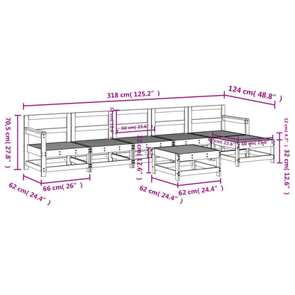 vidaXL 7-tlg. Garten-Lounge-Set Honigbraun Massivholz Kiefer
