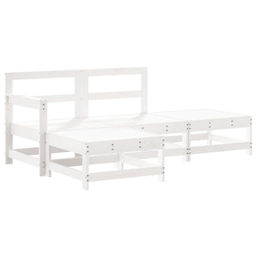 vidaXL Ensemble de mobilier de jardin 4 pcs Blanc Bois de pin massif