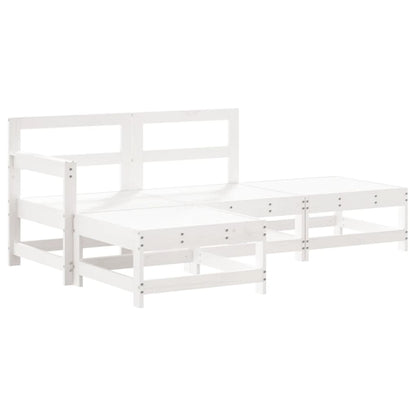 vidaXL Ensemble de mobilier de jardin 4 pcs Blanc Bois de pin massif