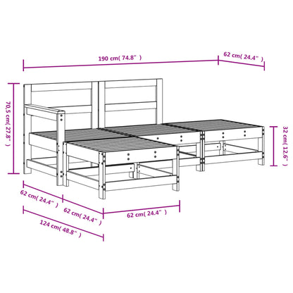 vidaXL Ensemble de mobilier de jardin 4 pcs Blanc Bois de pin massif