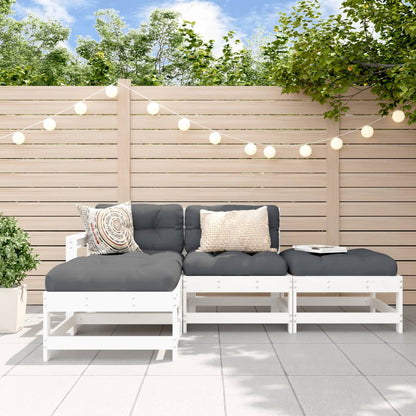 vidaXL Ensemble de mobilier de jardin 4 pcs Blanc Bois de pin massif