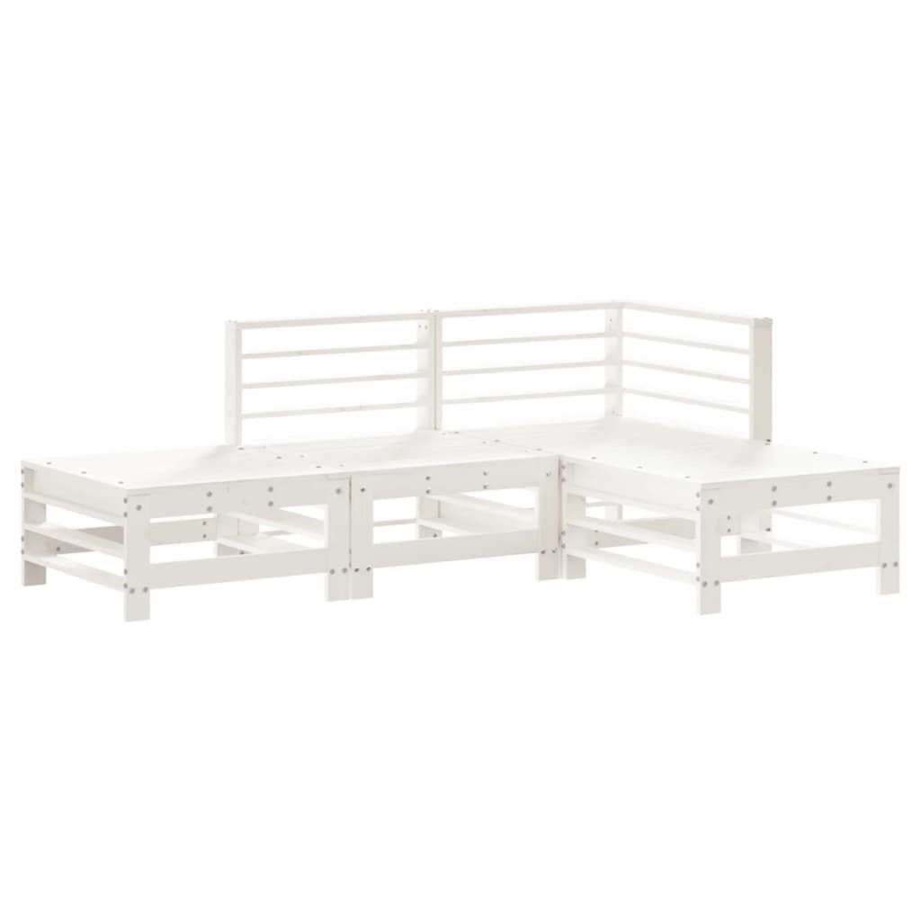 vidaXL Ensemble de mobilier de jardin 4 pcs Blanc Bois de pin massif