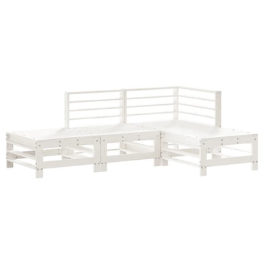 vidaXL Ensemble de mobilier de jardin 4 pcs Blanc Bois de pin massif