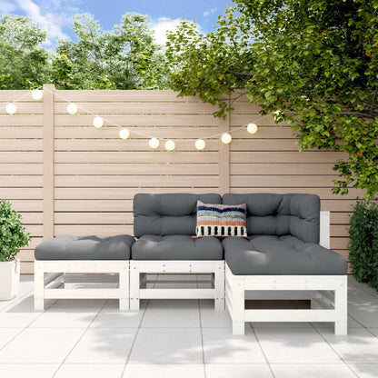 vidaXL Ensemble de mobilier de jardin 4 pcs Blanc Bois de pin massif